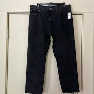 GAP Denim High Rise Cheeky Straight Black Jeans, 33 Regular